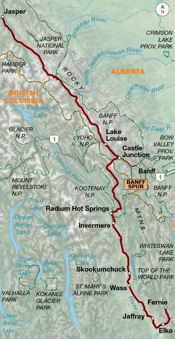 Banff Bike Trails Map Great Parks | Adventure Cycling Route Network | Adventure Cycling  Association