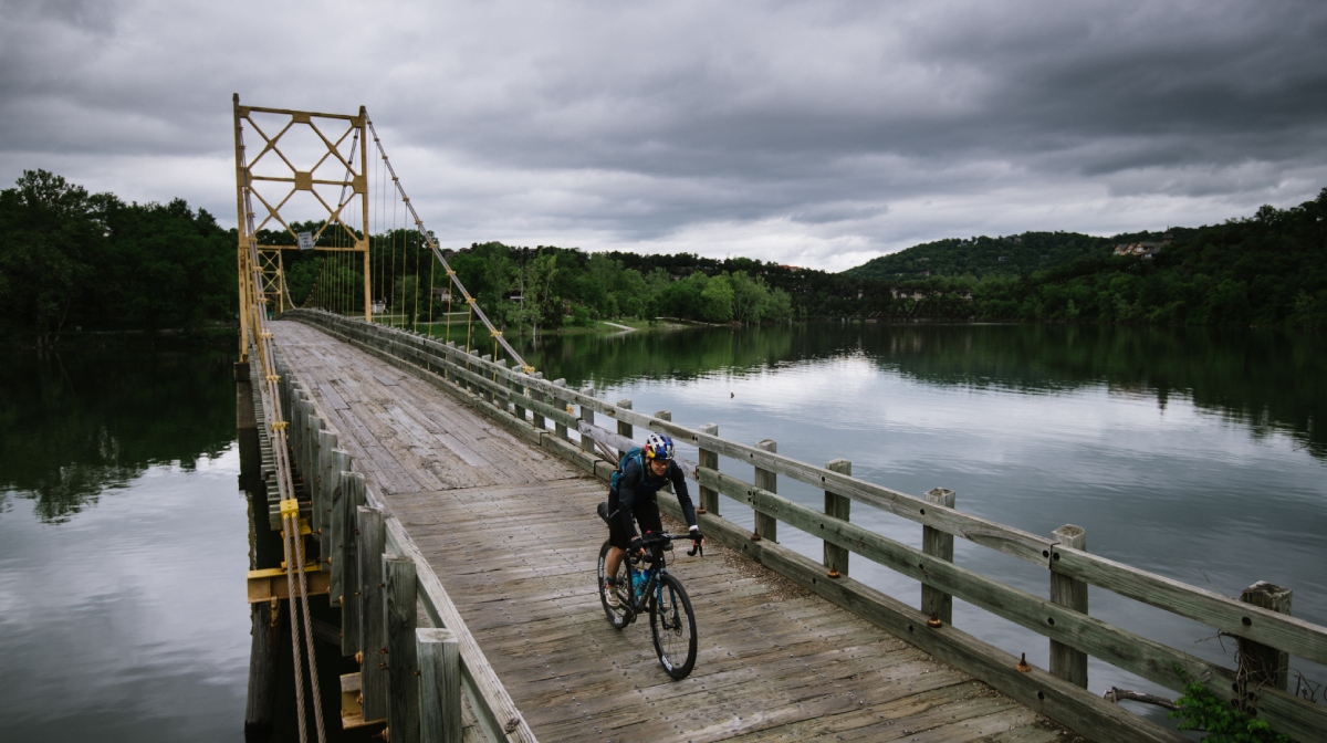 Rebecca crossing Beaver Bridge.