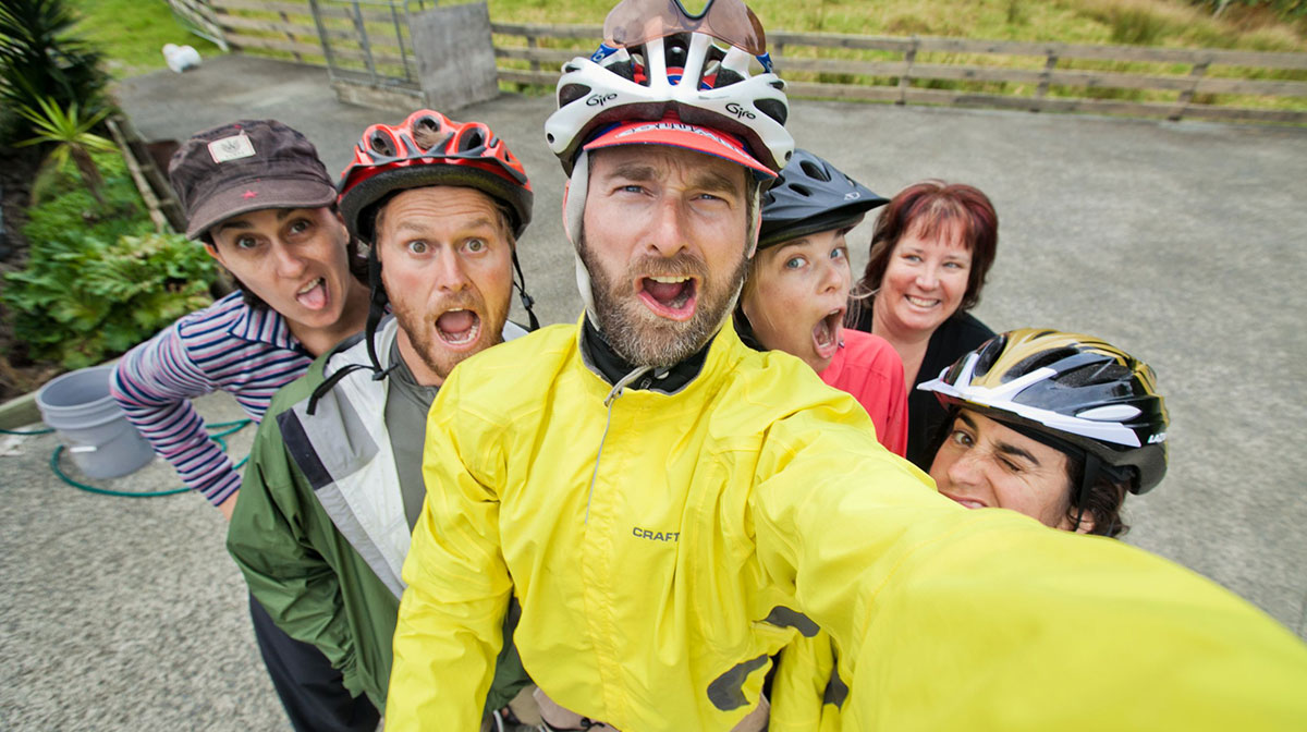 Cyclists giving their best selfies