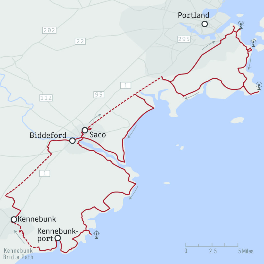 Map for the intermediate/multiday route.